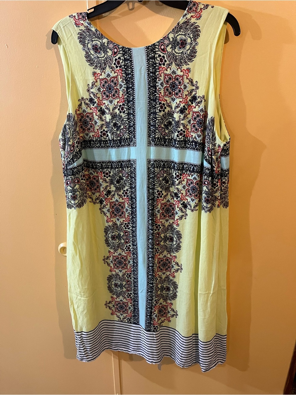 Cato Yellow Sleeveless Tank with Blue Cross and Floral Print